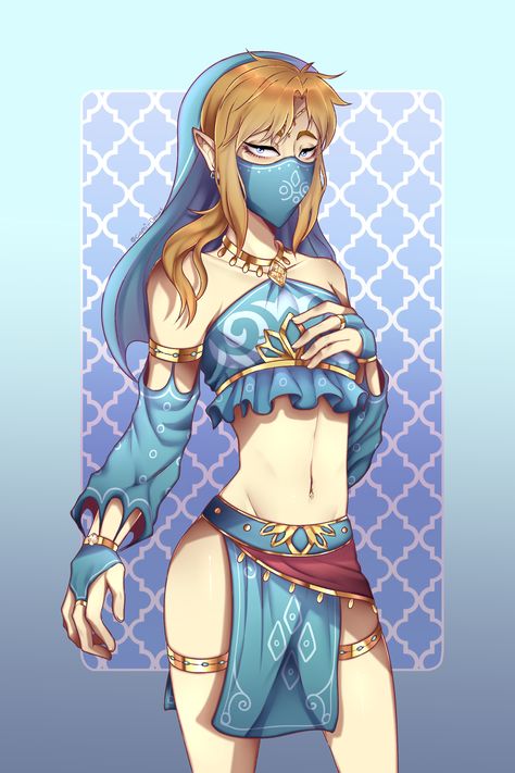 Gerudo Link | #BotW #BreathOfTheWild Gerudo Outfit, Link Zelda Art, Gerudo Link, Anime Traps, Link Art, Zelda Art, Legend Of Zelda Breath, Me Me, Breath Of The Wild