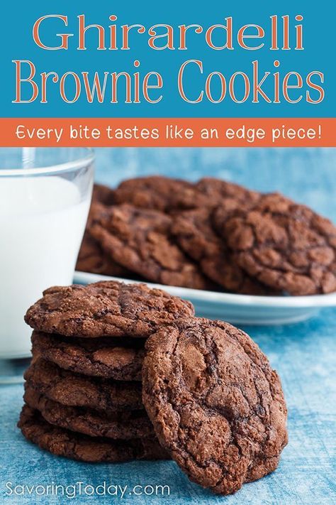 Easiest Cookie Recipe, Chocolate Milkshake Recipe, Ghirardelli Brownie Mix, Pinterest Cookies, Brownie Mix Recipes, Chocolate Cookie Recipe, Brownie Mix Cookies, Chewy Chocolate Cookies, Cookie Brownie Recipe