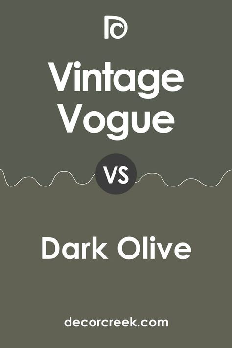 Vintage Vogue vs Dark Olive by Benjamin Moore Dark Olive Vs Vintage Vogue Benjamin Moore, Lodge Paint Colors Interiors, Lodge Paint Colors, Bm Dark Olive, Bm Vintage Vogue, Vogue Bathroom, Hallway Refresh, Bedroom Inspirations Dark, Green Family Rooms