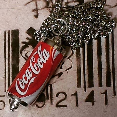 Coke Can Necklace Can Necklace, Diet Coke Can, Coke Can, Soda Drink, Coke Cans, Jewellery Necklaces, Coors Light Beer Can, Organza Gift Bags, Glass Earrings