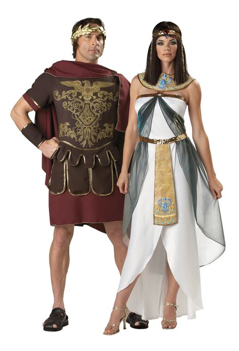 Elite Couples Costumes Cleopatra Fancy Dress, Cleopatra And Julius Caesar, Julius Caesar Costume, Cleopatra Halloween, Halloween Mode, Halloween Parejas, Best Couples Costumes, Black Halloween Dress, Goddess Costume