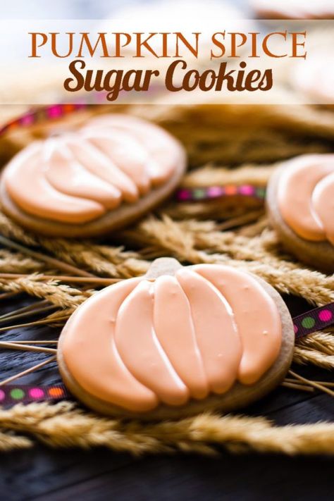 Pumpkin Spice Sugar Cookies - Beautiful Life and Home Cookies For Fall, Rolled Sugar Cookie Dough, Pumpkin Cookies Decorated, Pumpkin Spice Cookie Recipe, Cookies With Icing, Sugar Cookie Dough Recipe, Pumpkin Spice Sugar Cookies, Spice Sugar Cookies, Cookies Pumpkin