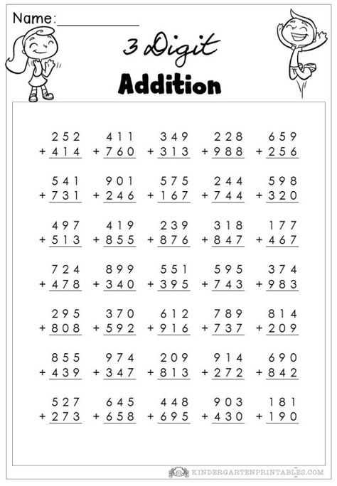 Print these free 3 Digit Addition Worksheetsfor use at home or in school, Solve these addition problems with 3-digit addends. 3 Digit Addition Worksheets Related 3 Digit Addition Worksheets, Three Digit Addition, 3 Digit Addition, Math Practice Worksheets, Math Addition Worksheets, Free Printable Math Worksheets, 3rd Grade Math Worksheets, Mathematics Worksheets, Homeschool Worksheets