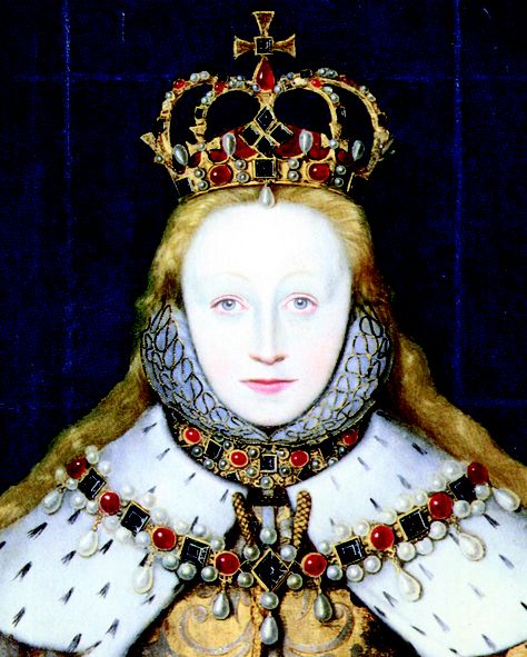 Young Elizabeth Elizabeth I in her coronation robes, patterned with Tudor roses and trimmed with ermine. January 15 ,1559 she was crowned at Westminster at age 25. Queen Elizabeth 1, Coronation Robes, Elizabethan Era, Tudor Dynasty, Tudor Era, King Henry Viii, Reine Elizabeth, Tudor History, English History