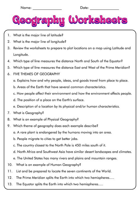 Year 7 Geography Worksheets, Geography Worksheets Middle School, 5 Themes Of Geography Middle School, 7th Grade History Worksheets, 8th Grade Social Studies Worksheets, 6th Grade Social Studies Worksheets, 4th Grade Social Studies Worksheets, 2nd Grade Geography, 5 Themes Of Geography