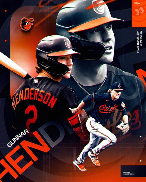 Mlb Poster Design, Mlb Graphic Design, Mlb Poster, Baseball Poster Design, Gunnar Henderson, Center Sport, Mlb Wallpaper, Sport Graphic, Baseball Posters