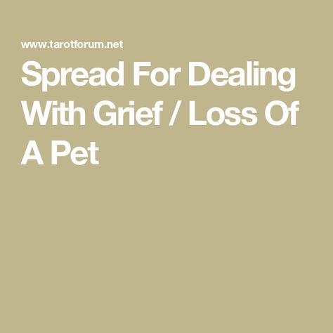 Spread For Dealing With Grief / Loss Of A Pet I Lost A Friend, Tarot Spread, Losing Friends, Her Book, Get Your Life, True Nature, Financial Advice, Healing Process, Pet Loss