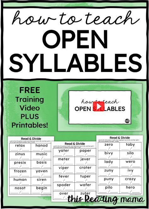 If you teach struggling or beginning readers, you'll love the explicit, step-by-step techniques to help you teach open syllables. Open Syllables Anchor Chart, Teaching Open Syllables, Teaching Syllables, Open Syllables, Syllables Activities, Wilson Reading, Syllable Types, Multisyllabic Words, Phonics Rules