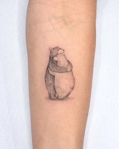 Baby Bear Tattoo, Polar Bear Tattoo, Him And Her Tattoos, Animal Tattoos For Women, Cousin Tattoos, Bear Tattoo Designs, Simple Arm Tattoos, Bear Tattoos, Cool Chest Tattoos