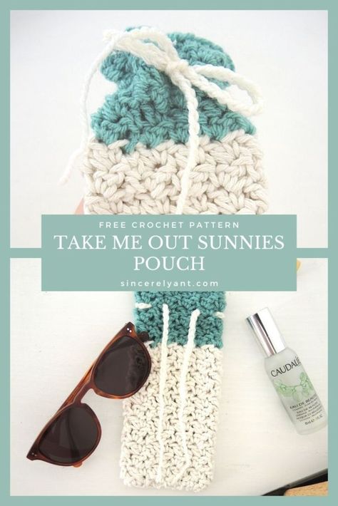 Crochet Sunglasses, Crochet Eyeglass Cases, Tieback Headbands, Leftover Yarn, Sunglasses Pouch, Crochet Pouch, Winter Headbands, Pouch Pattern, Take Me Out