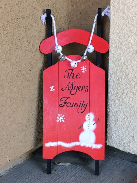 Unpainted wooden sled from michaels ($9) Sleigh Decorations, Christmas Sled Decoration, Sled Decor, Wooden Sled, Christmas Diy Wood, Christmas Sled, Christmas Sleigh, Christmas Wood Crafts, Christmas Wood