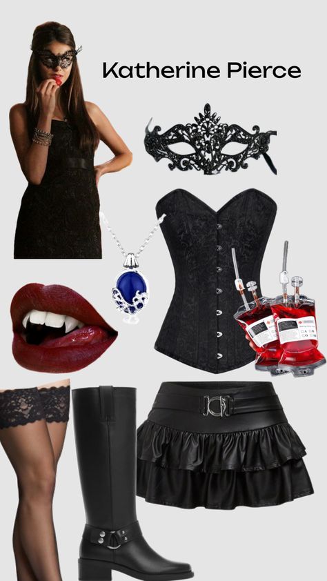 Katherine Pierce, Vampire Diaries. #halloween #costume #costumeideas #vampire #vampirediaries #elenagilbert Vampire Diaries Outfits Ideas, Katherine Costume Vampire Diaries, Halloween Costumes Vampire Diaries, Katherine Pierce Outfits Halloween, Tvd Halloween Costumes, Tvd Costume, Vampire Diaries Halloween Costume Ideas, Vampire Diaries Halloween Costume, Vampire Halloween Costume Ideas