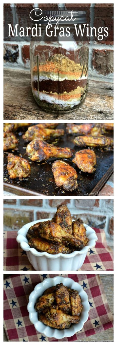 Mardi Gras Wings, Mardi Gras Chicken, Fat Tuesday Party, Madi Gras, Bbq Birthday, Dried Rosemary, Mardi Gras Food, Wings Recipe, Mardi Gras Party