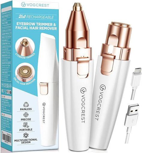 GENTLE & PAINLESS: The 2-1 women's hair remover is suitable for daily use to keep up with hair regrowth and leave it smooth, specially designed for use on eyebrows, upper and lower lip, cheeks, chin, and neck. Works on peach fuzz or fine hair.
EFFECTIVE & PRECISION: It has proven safe for every woman with hypoallergenic skin. No more nicks, no more cuts, and no more irritation, it closely removes unwanted hair gently, no pulling, and is 100% painless. Eyebrow Shaver, Facial Razor, Oval Makeup Brush, Skin Care Products Design, Hair Removal Women, Eyebrow Razor, Skin Care Quiz, Eyebrow Trimmer, Beauty Supplements