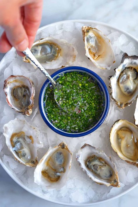 Oyster mignonette made with rice wine vinegar, shallot, fresh herbs, and pepper. It’s gorgeous and tastes fantastic with fresh raw oysters. Bonus, it’s even delicious spooned over grilled […] Champagne Vinaigrette, Raw Oysters, Oyster Recipes, Reduce Food Waste, Grilled Meat, San Sebastian, Food App, Fish And Seafood, Food Waste