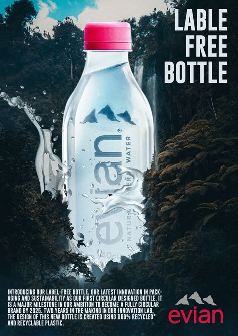 Mineral Water Advertising, Evian Water Advertising, Water Bottle Advertisement, Water Bottle Ads, Water Advertising, Water Ads, Bottle Ads, Evian Water Bottle, Water Advertisement