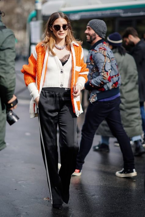 New York Fashion Week | Olivia Palermo's Fashion Week Street Style Fall 2019 | POPSUGAR Fashion Photo 2 Olivia Palermo Fashion, Dress With Combat Boots, Olivia Palermo Outfit, Johannes Huebl, Estilo Olivia Palermo, Bright Sweater, Black Flare Pants, Olivia Palermo Style, All Black Looks