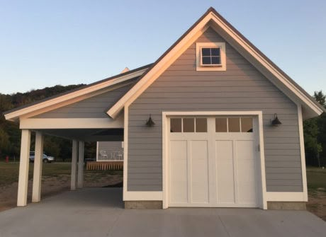 Garage With Carport, Carport Addition, Attached Carport, Detached Garage Designs, Carport Ideas, Garage Plans With Loft, One Car Garage, Garage Plans Detached, Backyard Garage