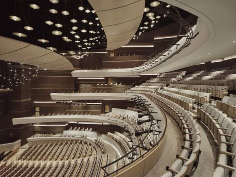 The Buddy Holly Hall of Performing Arts and Sciences is a new state-of-the-art performance venue in Lubbock, Texas designed by Diamond Schmitt in association with Lubbock architects Parkhill and MWM Architects, built by Lee Lewis construction, and developed by Garfield Public/Private LLC on behalf of the Owner, the Lubbock Entertainment and Performing Arts Association (LEPAA). Theater Design Architecture, Theatre Hall, Concert Hall Architecture, Auditorium Design, University Architecture, Japan Architecture, Architectural Section, Buddy Holly, Theatre Design