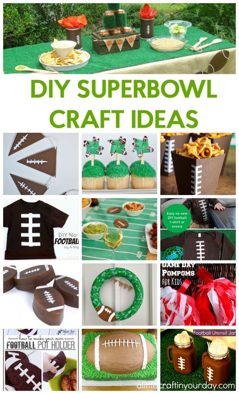 Cricut Superbowl Projects, Superbowl Diy Decorations, Super Bowl Diy Decorations, Diy Super Bowl Decorations, Super Bowl Crafts For Kids, Superbowl Party Decorations Diy, Superbowl Crafts, Super Bowl Crafts, Football Themed Snacks