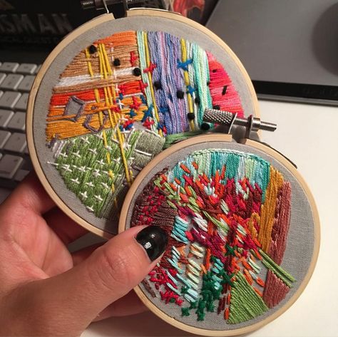 Freehand Embroidery Hoop Art | Emiko May | Skillshare Types Of Color Schemes, Freehand Embroidery, Elmer's Glue, Seed Stitch, French Knot, Running Stitch, Online Class, Embroidery Hoop Art, Back Stitch