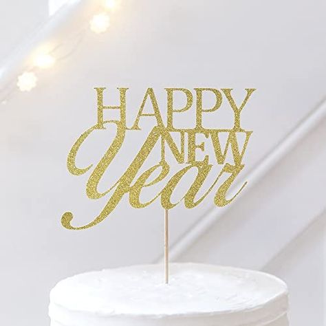 Nye Cake, Happy New Year Cake Topper, New Years Eve Cake, New Year Cake Topper, Happy New Year Cake, New Year Cake, New Year's Party Decorations, New Year's Cake, Diy Christmas Ornaments Easy