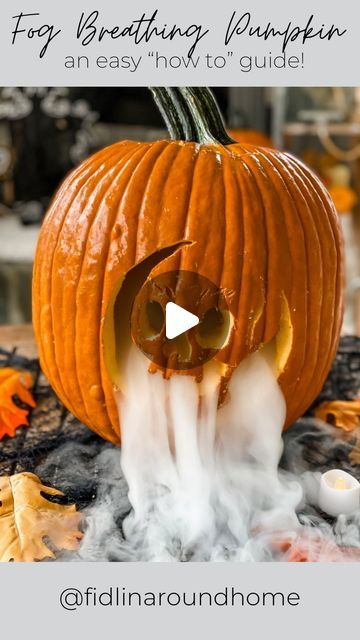 Marissa Lynn Fidler on Instagram: "Fog Breathing Pumpkin!! 🎃✨👻 All you need is a carved pumpkin and a little dry ice and you’ve got the spookiest pumpkin on the block! 👏🏻💀

This is super easy to do and is sure to impress your guests and trick-or-treaters 👻🎉

SAVE this post so you can refer back! And continue to follow along @fidlinaroundhome for more seasonal ideas!💃🏼

What You’ll Need:

- Dry Ice (can buy from grocery store)
- Glass of Hot Water
- Carved Pumpkin
- Gloves/Tongs

Instructions:

🎃 Using gloves and tongs, place a few large chunks of dry ice in an empty glass, then carefully place the glass at the base of your pumpkin 

🎃 Boil or microwave water (the hotter the water, the more the dry ice moves) and gently pour into the glass in the pumpkin

🎃 Close the pumpkin lid Dry Ice Pumpkin, Carved Pumpkin, 2024 Halloween, Dry Ice, Spooky Pumpkin, Trick Or Treater, Tongs, The Block, Pumpkin Carving