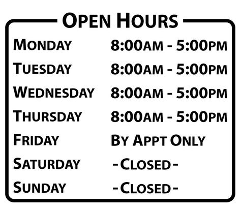 Company Open Hours | Stickertitans.com | Custom Business / Office / Shop / Salon / Restaurant Open Hour Vinyl Decal | Hours of Operation | Our Vinyl Signs are made from Oracal 651 | 470-585-2229 Bloxburg Open Sign Decal, Bloxburg Restaurant Decal Codes, Blox Burg House Ideas, Bloxburg Layout Ideas, Blocksburg Ideas, City Bloxburg, Bloxburg Painting, Painting Decals, Bloxburg Build Hacks