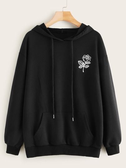 Free Returns ✓ Free Shipping On Orders $49+ ✓. Rose Print Drawstring Hoodie- Sweatshirts at SHEIN. Aesthetic Hoodies, Tokyo Street Fashion, Trendy Hoodies, Stylish Hoodies, Cute Comfy Outfits, Hoodie Outfit, Summer Fashion Outfits, Drawstring Hoodie, Print Hoodie