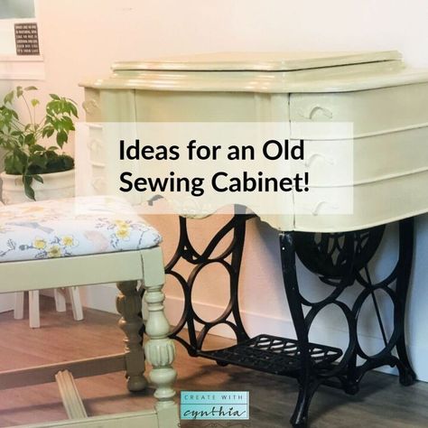 Vintage Sewing Cabinet, Sewing Cabinet Makeover, Desk Transformation, Old Sewing Cabinet, Old Sewing Tables, Vintage Sewing Table, Easy Furniture Makeover, Sewing Cabinets, Sewing Machine Cabinet