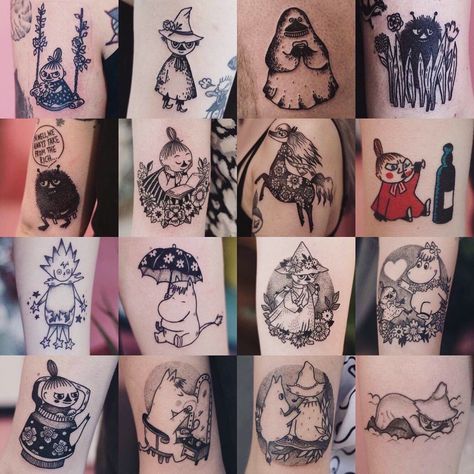 The Groke Moomin Tattoo, Moomintroll Tattoo, Little My Tattoo, Moomin Tattoo Ideas, Snufkin Tattoo, Moomin Tattoo, Cat Tattoo Ideas, Nerd Tattoo, Cute Little Tattoos