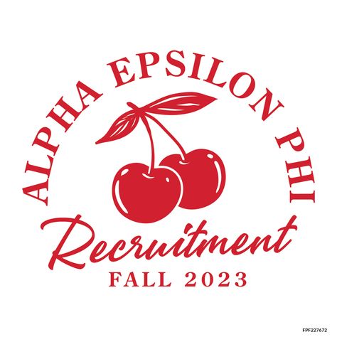 Design unique and trendy custom merch for your Greek organization from Fresh Prints! Submit a proof request to get a free mockup of your design today.  Alpha Epsilon Phi designs | Alpha Epsilon Phi apparel | custom apparel | greek apparel | Sorority designs | Fall Recruitment designs |Fall Recruitment apparel | text | font | red | cherry | cherries | #shirtjustgotcrazy #freshprints Cool Merch Ideas, T Shirt Ideas Design, Tshirts Design Ideas, Cherries Aesthetic, Fall Fonts, Cherry Logo, Custom Merch, Sublimacion Ideas, Alpha Epsilon Phi