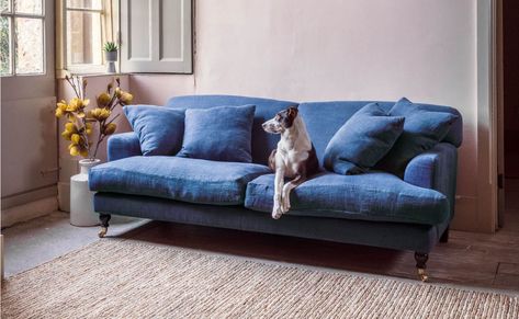 Luxury Velvet Sofa, Denim Sofa, Blue Sofa Living, Snug Room, Luxurious Sofa, Bespoke Sofas, Dream Sofas, Luxury Furniture Living Room, Traditional Sofa