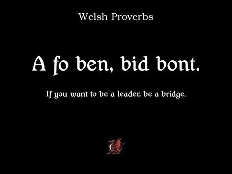 Proverbs: If you want to be a leader, be a bridge. If you want to say it poetically, write in in Welsh. Welsh Quotes, Welsh Proverbs, Learning Welsh, Welsh Sayings, Welsh Heritage, Learn Welsh, Welsh Words, Colwyn Bay, Welsh Language