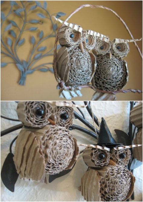 Recycler Diy, Crafts From Recycled Materials, Owl Crafts, Owl Ornament, Cardboard Art, Diy Recycle, Crafts Christmas, Cardboard Crafts, Recycled Crafts