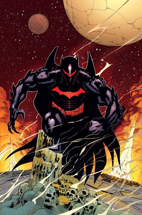 The Hellbat was created by the Justice League to help Batman fight in battles beyond his expertise. To this end it allows Batman to have increased physical abilities, but drains his metabolism, and can kill him if used too much. The armor itself was composed... Batman Eternal, Batman Suit, Batman Armor, Vertigo Comics, Univers Dc, Batman Artwork, Arte Dc Comics, Batman Beyond, Batman Comic Art