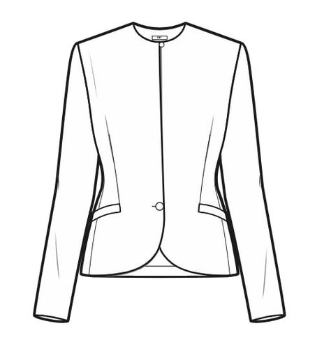 Blazer Technical Drawing, Blazer Template, Blazer Flat Sketch, Blazer Drawing, Blazer Sketch, Female Shirt Designs, Garment Sketches, Collar Illustration, Jacket Illustration