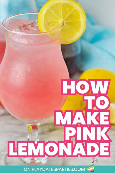 Easy Pink Lemonade Recipe, Diy Pink Lemonade, Homemade Pink Lemonade Recipe, Pink Lemonade Recipe Homemade, How To Make Pink Lemonade, Alcoholic Pink Lemonade, Pink Punch Recipe Non Alcoholic, Best Pink Lemonade Recipe, Pink Lemonade Aesthetic