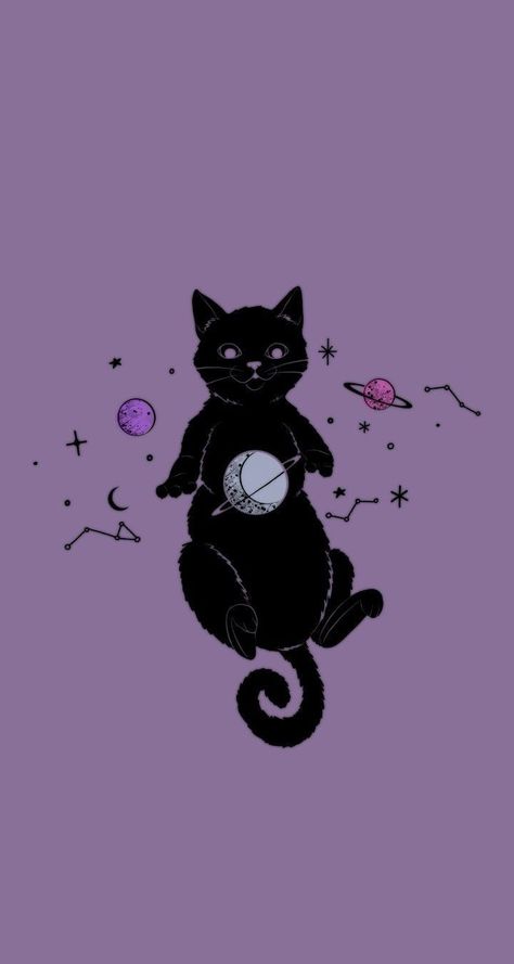 Cat Wallpaper Purple, Black Purple Wallpaper, Wallpaper Gothic, Wallpaper Gatos, Witch Wallpaper, Fairy Wallpaper, Gothic Wallpaper, Room 2023, Witchy Wallpaper