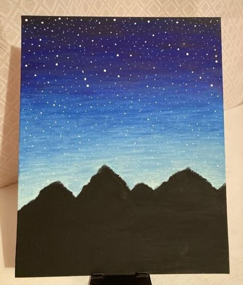 Cute Painting Ideas Easy, Cute Easy Paintings, Shadow Painting, Sky Art Painting, Mountain Landscape Painting, Hippie Painting, Simple Canvas Paintings, Scenery Paintings, Cute Paintings