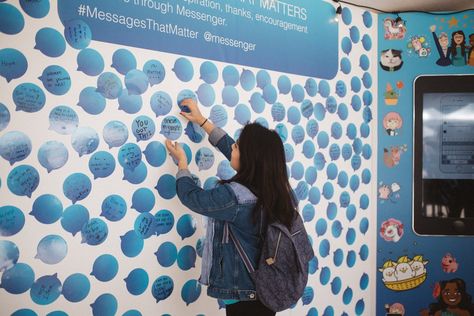 Social Media influencer Alexa Losey added a message to the wall. | Facebook Messenger Messages That Matter Wall at SXSW 2018 | POPSUGAR News Photo 21 Interactive Photo Wall, Interactive Wall Murals, Interactive Office Wall, Interactive Walls Events, Messenger Messages, Photo Moment Activation, Interactive Digital Wall, Social Media Wall, Alexa Losey