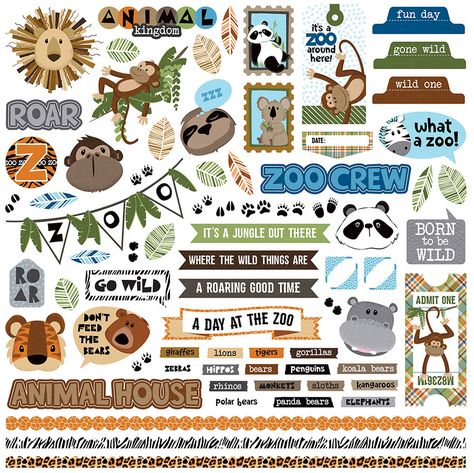 We Bought A Zoo - Photo Play Paper Co. Zoo Stickers, Lego Printables, Zoo Photos, Scrapping Ideas, Clear Acrylic Stamps, Printable Animals, Scrapbook Stickers Printable, Scrapbook Sketches, Bear Stuffed Animal