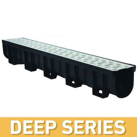 U.S. Trench Drain 40-in L x 5-1/4-in W Channel Drain with Grate in the Outdoor Drainage Accessories department at Lowes.com Rock Drainage, Driveway Drain, Trench Drain Systems, Channel Drain, Water Drainage System, Trench Drain, Factory Interior, Water Flood, Drain Pipes