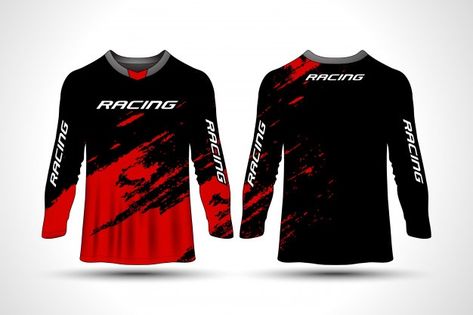 Long sleeve t-shirt sport motorcycle jer... | Premium Vector #Freepik #vector #sport #motorcycle #t-shirt #clothing Long Sleeve Jersey Design, Sublimation Jersey Design, Template Jersey, Jersey Esport, Motorcycle Jersey, Jersey Ideas, Sublimation Jersey, Girl Firefighter, Sports Jersey Design