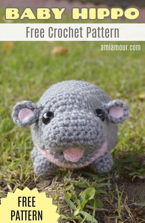 Baby Hippo - Free Crochet Pattern Moodeng Hippo Crochet, Baby Hippo Crochet Pattern Free, Moo Deng Crochet Pattern Free, Crochet Floppy Animals Free Patterns, Crochet Big Amigurumi Free Patterns, Hippopotamus Crochet Pattern Free, Hippo Amigurumi Free Pattern, Crochet Llama Pattern Free, Hippo Crochet Pattern Free