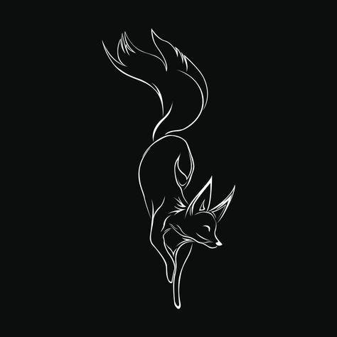 Fox Graphic Design, Fox Line Drawing, Fox Line Art, Small Fox Tattoo, Hand And Finger Tattoos, Back Of Neck Tattoo, Fairy Tattoo Designs, Diamond Tattoos, Fox Tattoo