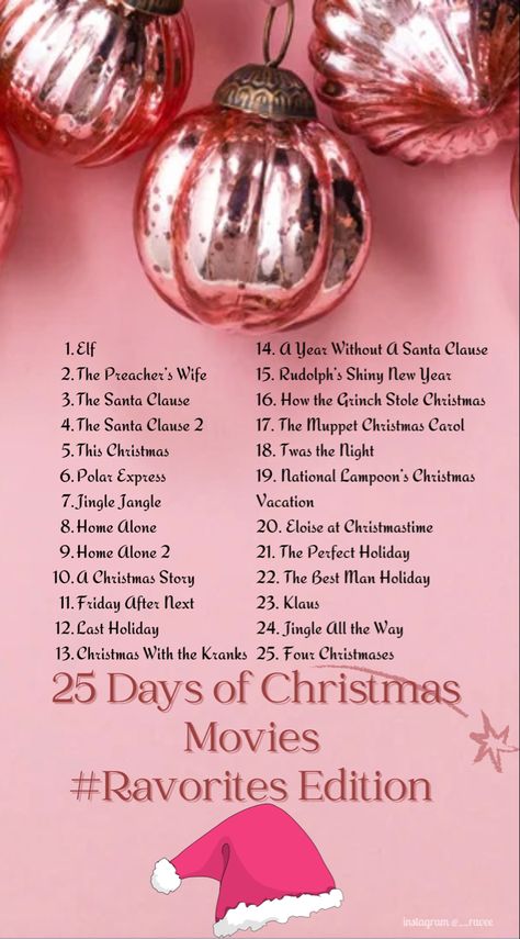 25 Christmas movies to watch this season 25 Christmas Movies, Rudolph's Shiny New Year, Friday After Next, The Santa Clause 2, Eloise At Christmastime, Christmas With The Kranks, Preachers Wife, Muppet Christmas Carol, Last Holiday