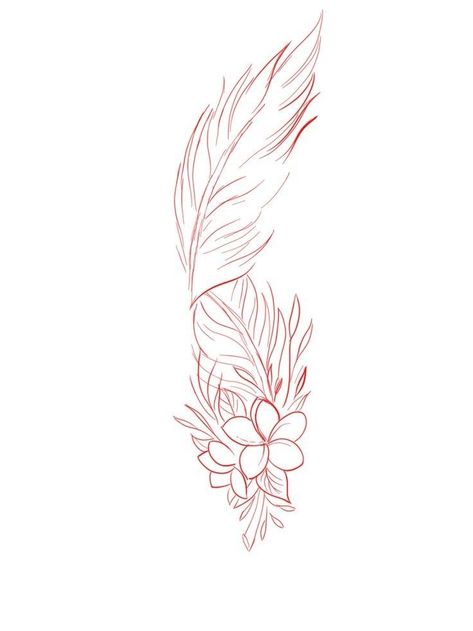 Red Feather Tattoo, Feather Birds Tattoo, Line Tattoo Flower, Fine Line Tattoo Flower, Nina Tattoo, Valentine Tattoos, Bird Outline Tattoo, November Tattoo, Daniel Tattoo