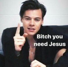 You Need Jesus, Harry Styles Memes, Response Memes, Istoria Artei, Harry Styles Funny, Current Mood Meme, One Direction Humor, Snapchat Funny, One Direction Memes