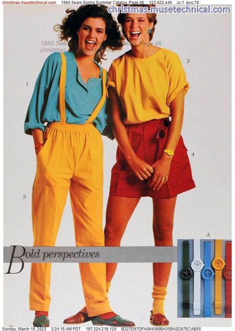 1985 Sears Spring Summer Catalog, Page 46 - Catalogs & Wishbooks Suspenders Fashion, 80s Fashion Outfits, 1980 Fashion, 1980’s Fashion, Fashion Draping, 80s Fashion Trends, 80 Fashion, Sears Catalog, 80’s Fashion